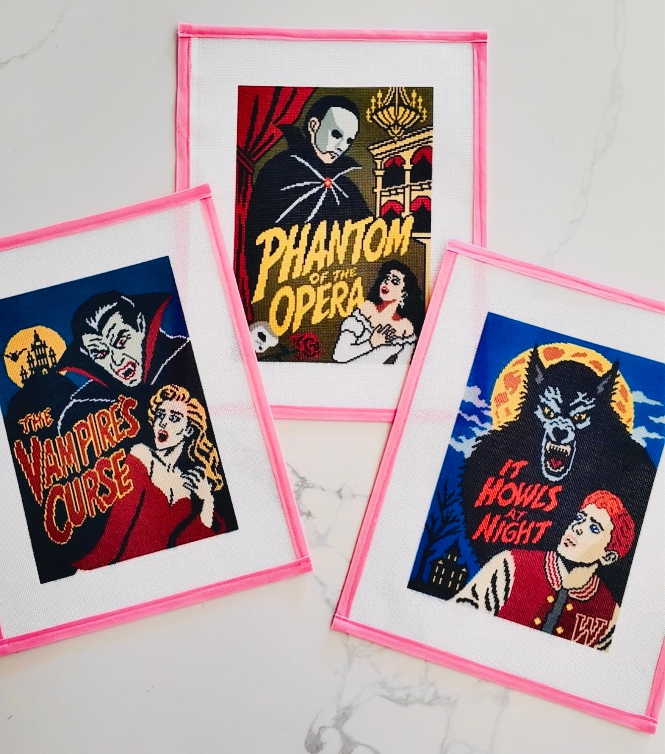 Vintage Scary Movie Poster Needlepoint Collection