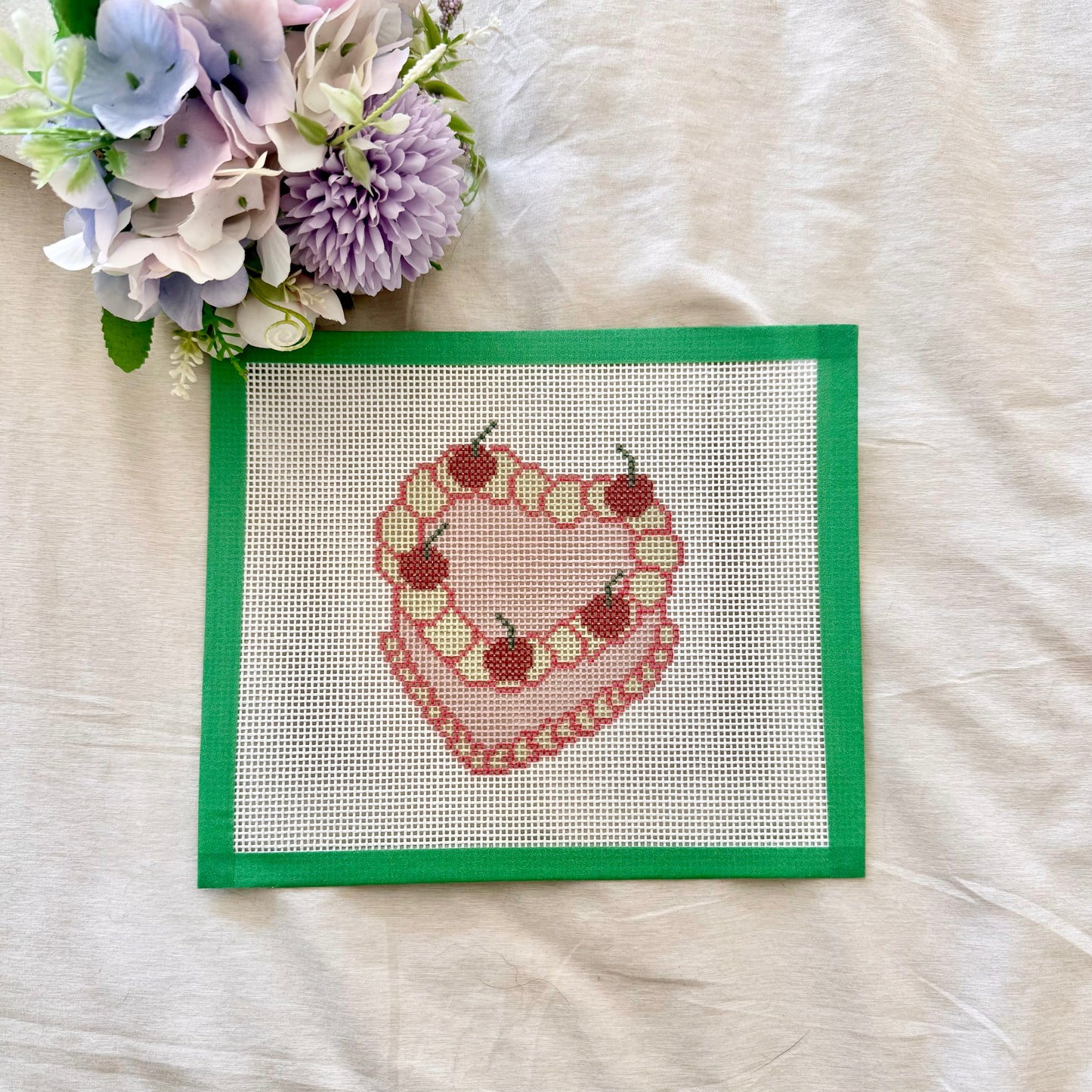 Vintage heart cake needlepoint canvas