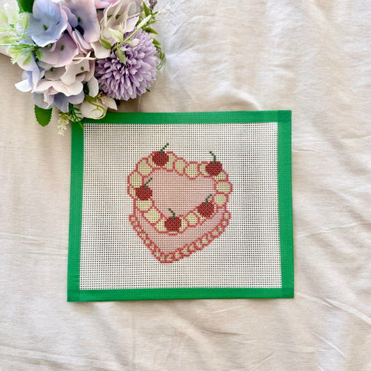 Vintage heart cake needlepoint canvas