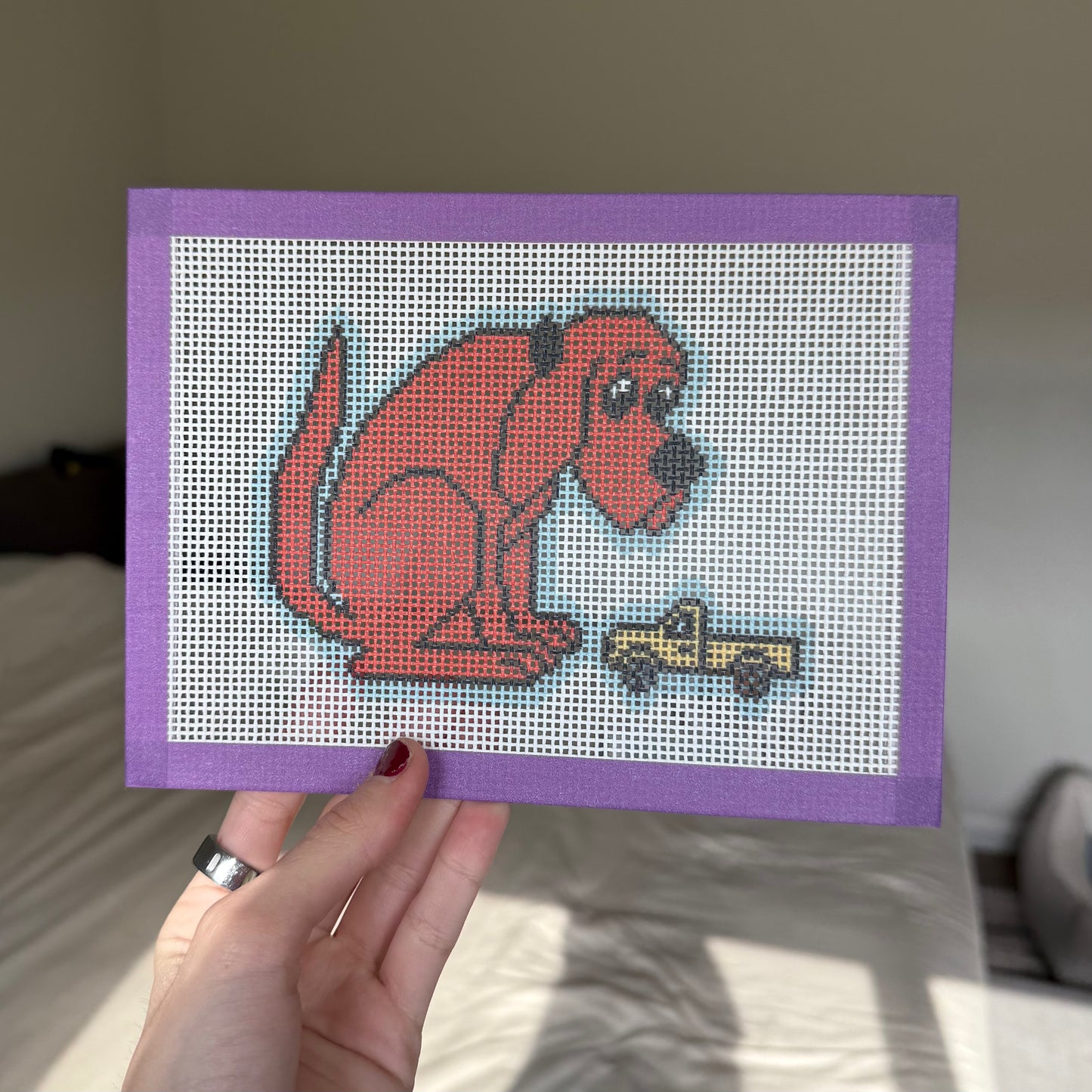 Big red dog needlepoint canvas