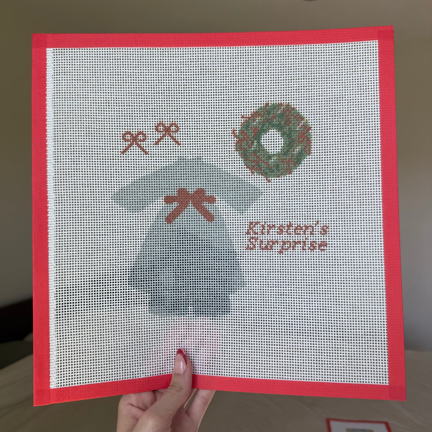 Kirsten's holiday outfit needlepoint canvas