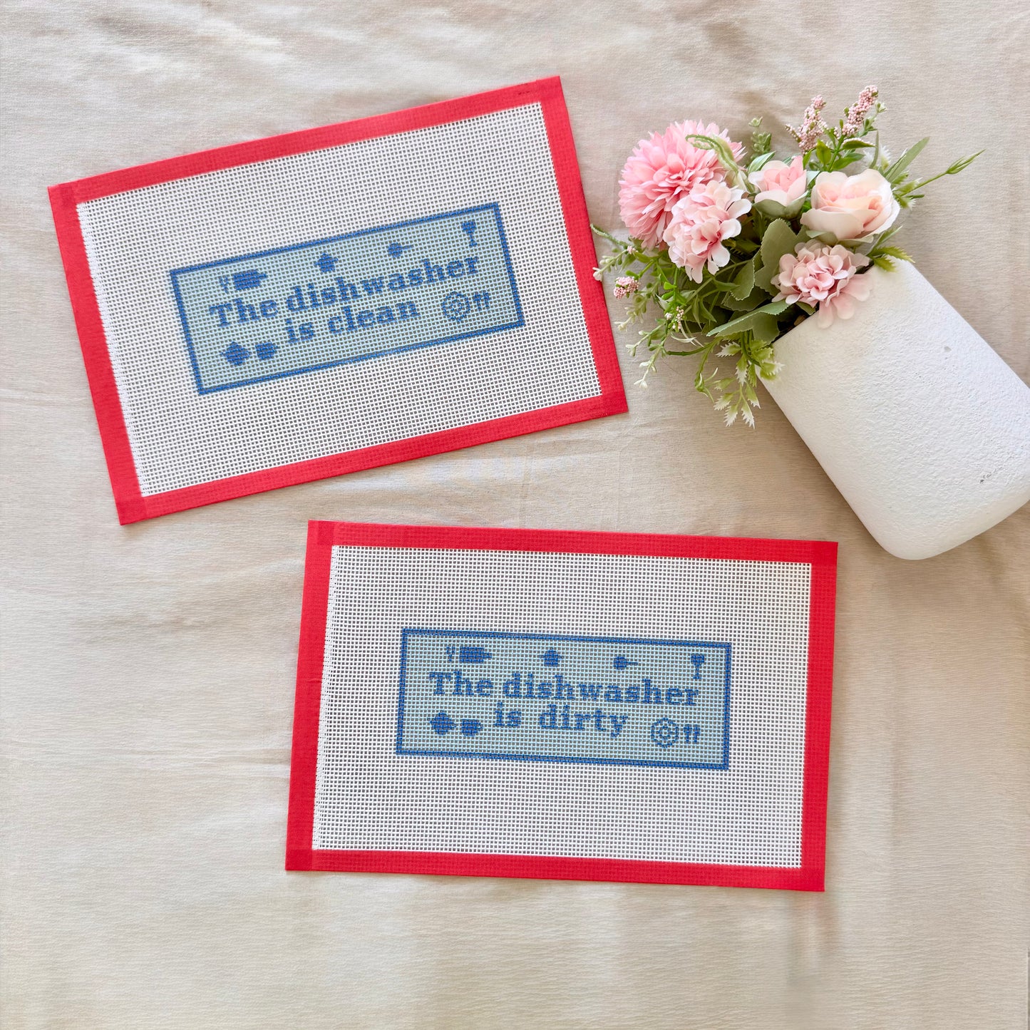 The dishwasher is dirty/ clean needlepoint canvas