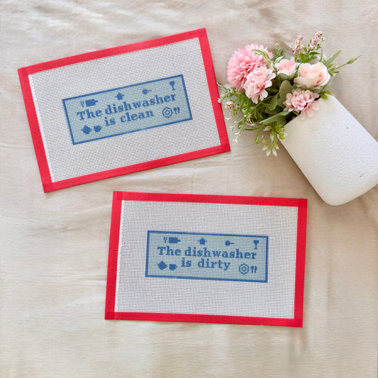 The dishwasher is dirty/ clean needlepoint canvas
