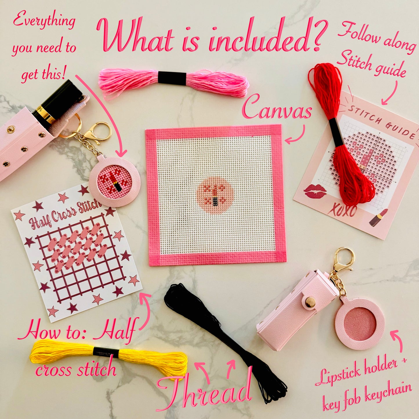 Lipstick Holder + Key Fob Needlepoint Beginner Kit