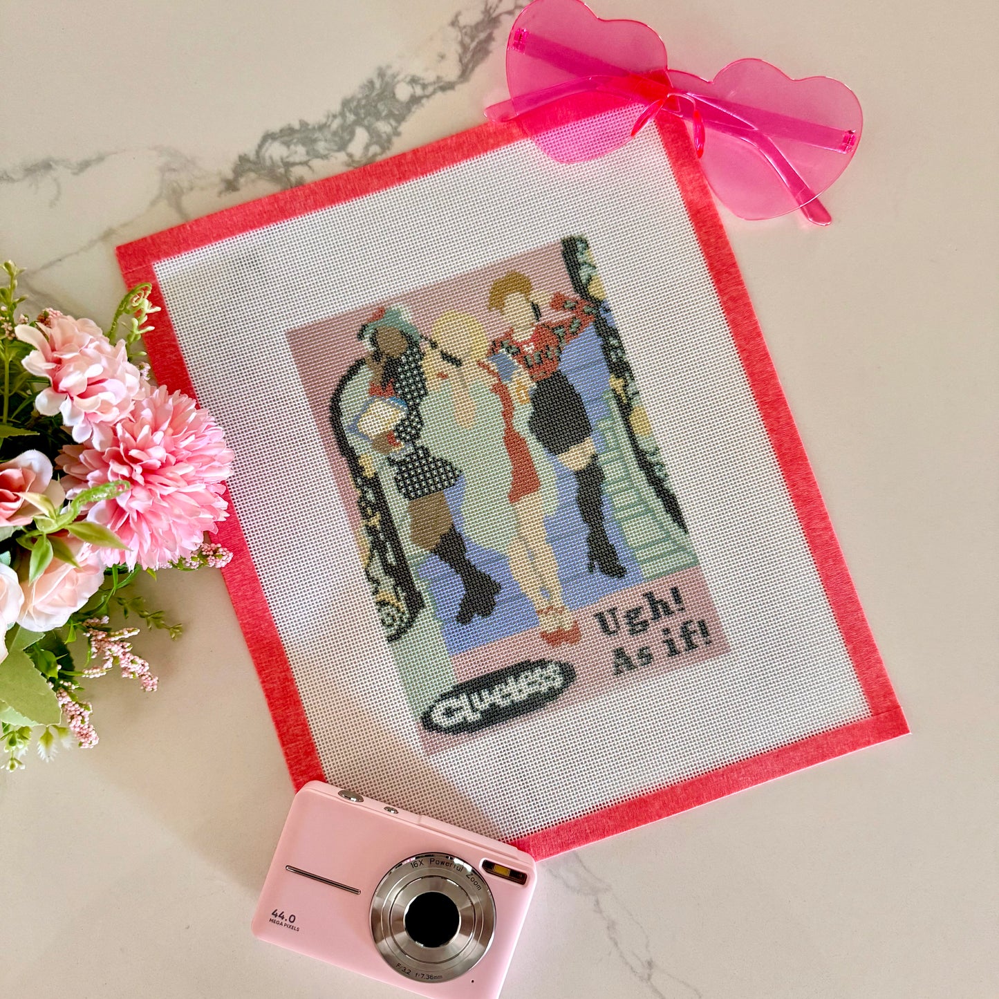 Y2K rom com needlepoint canvas