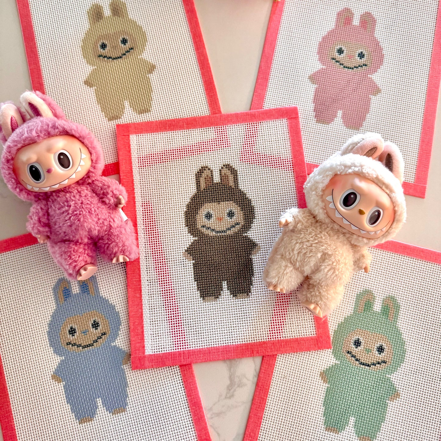 Blind bag furry monster needlepoint canvas