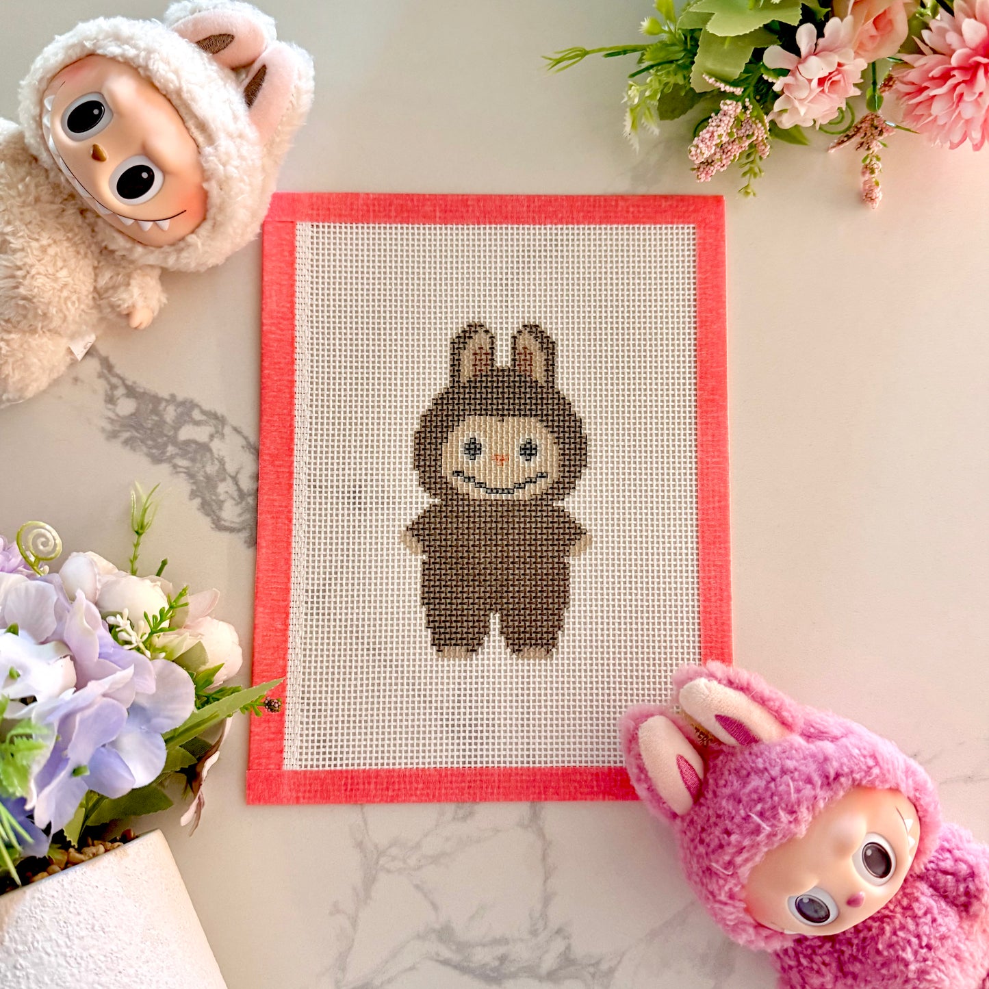 Blind bag furry monster needlepoint canvas