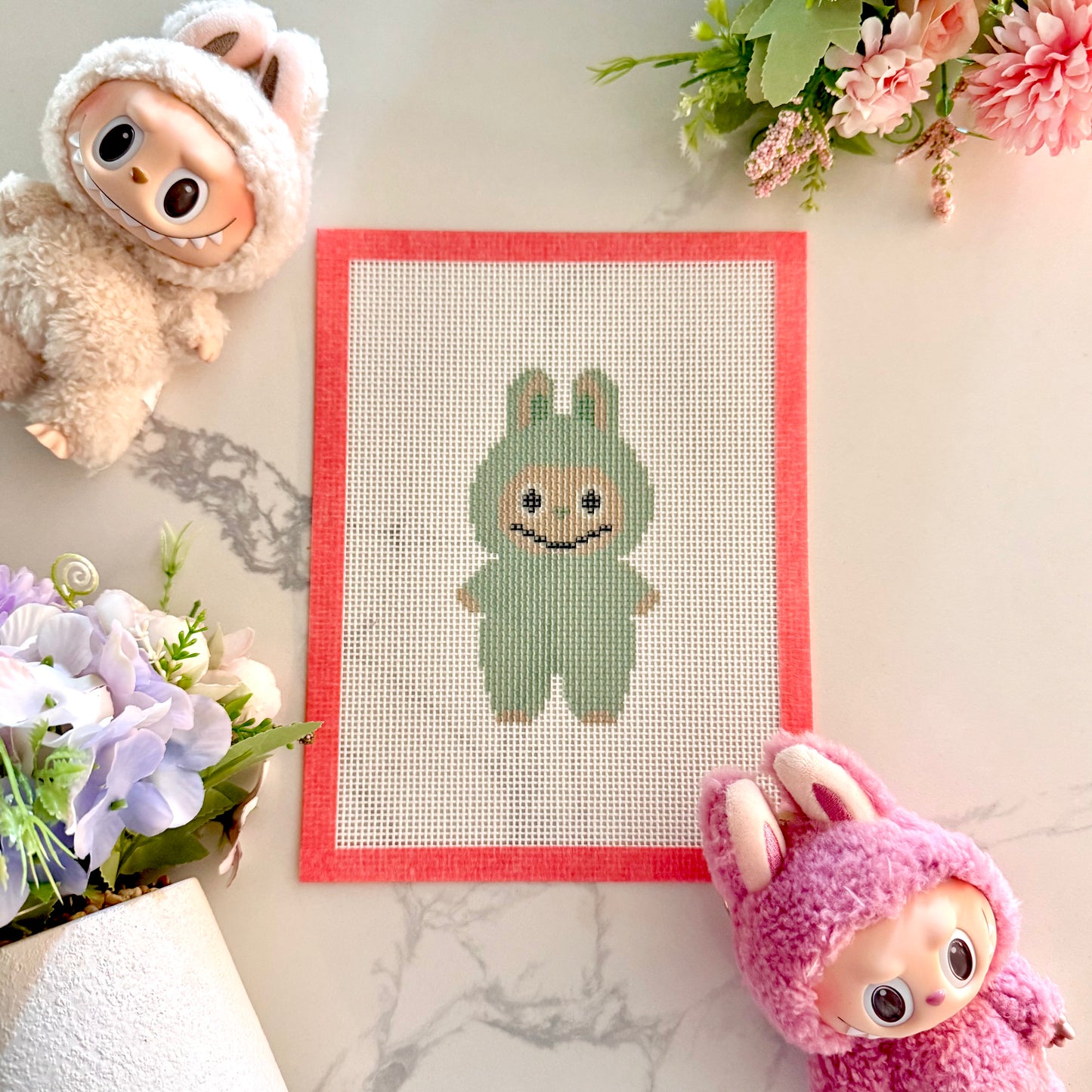 Blind bag furry monster needlepoint canvas