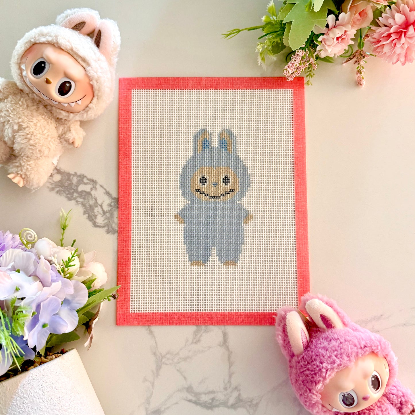 Blind bag furry monster needlepoint canvas