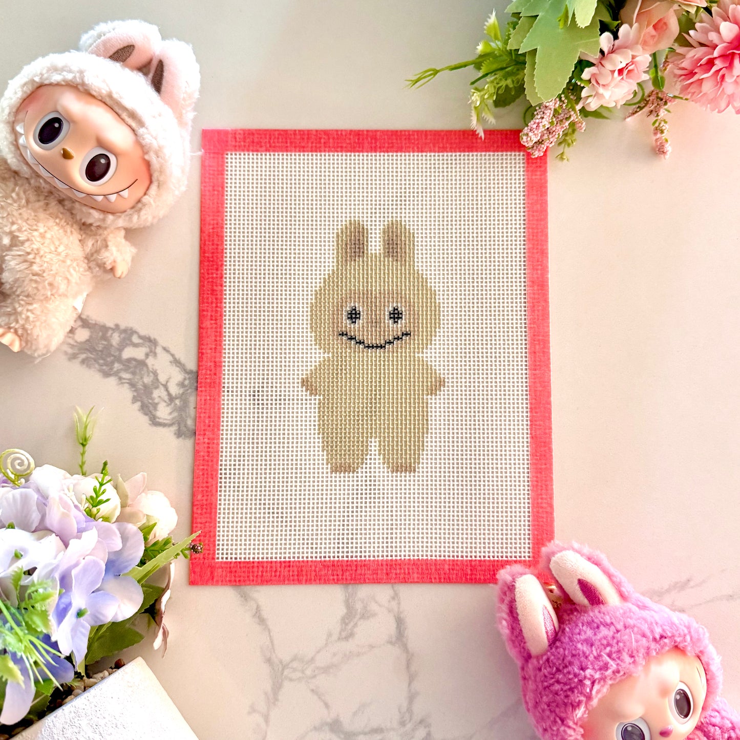 Blind bag furry monster needlepoint canvas