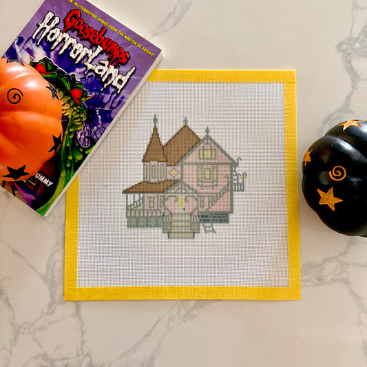 Pink Palace Apartments needlepoint canvas