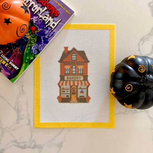 Fall village bakery needlepoint canvas