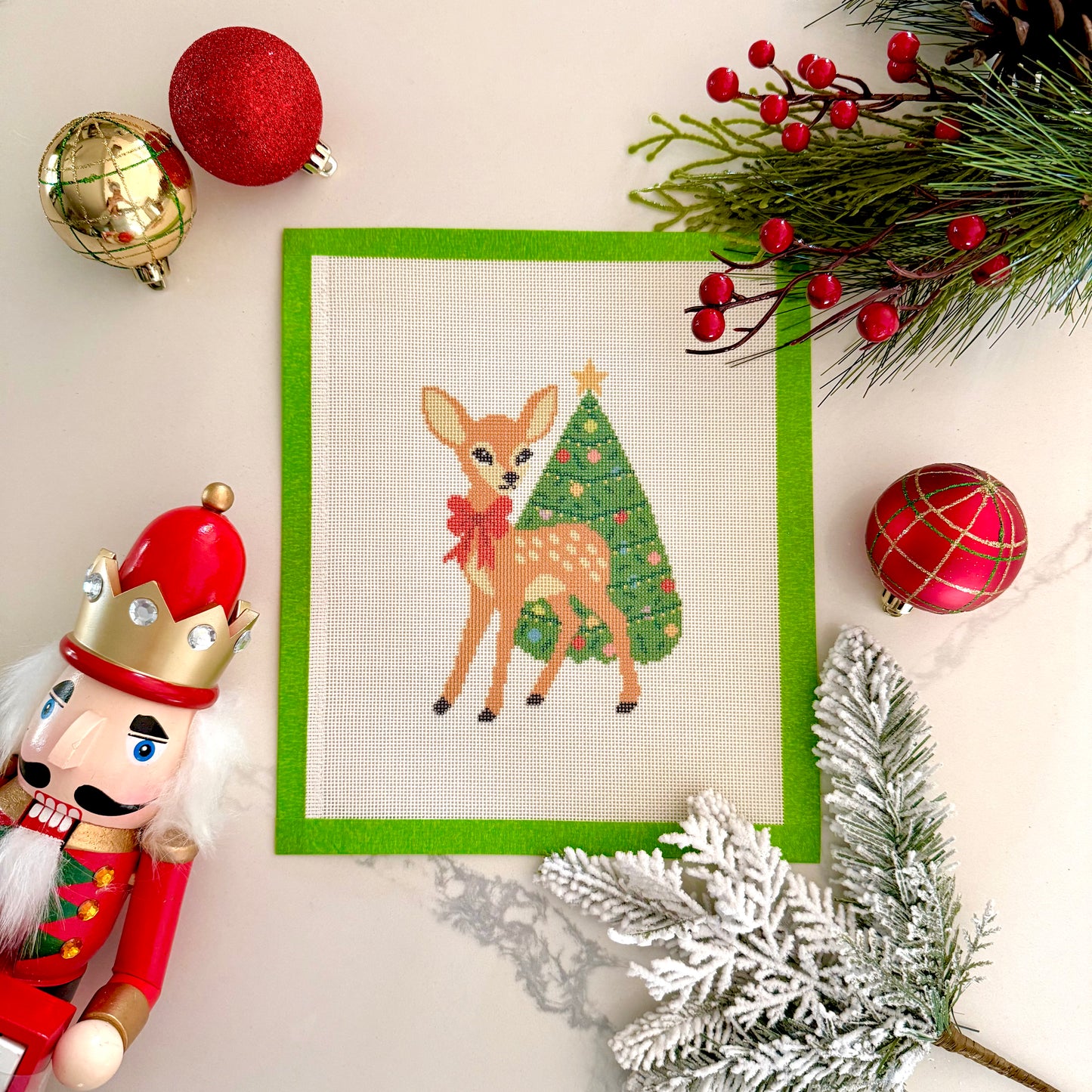 Christmas doe needlepoint canvas