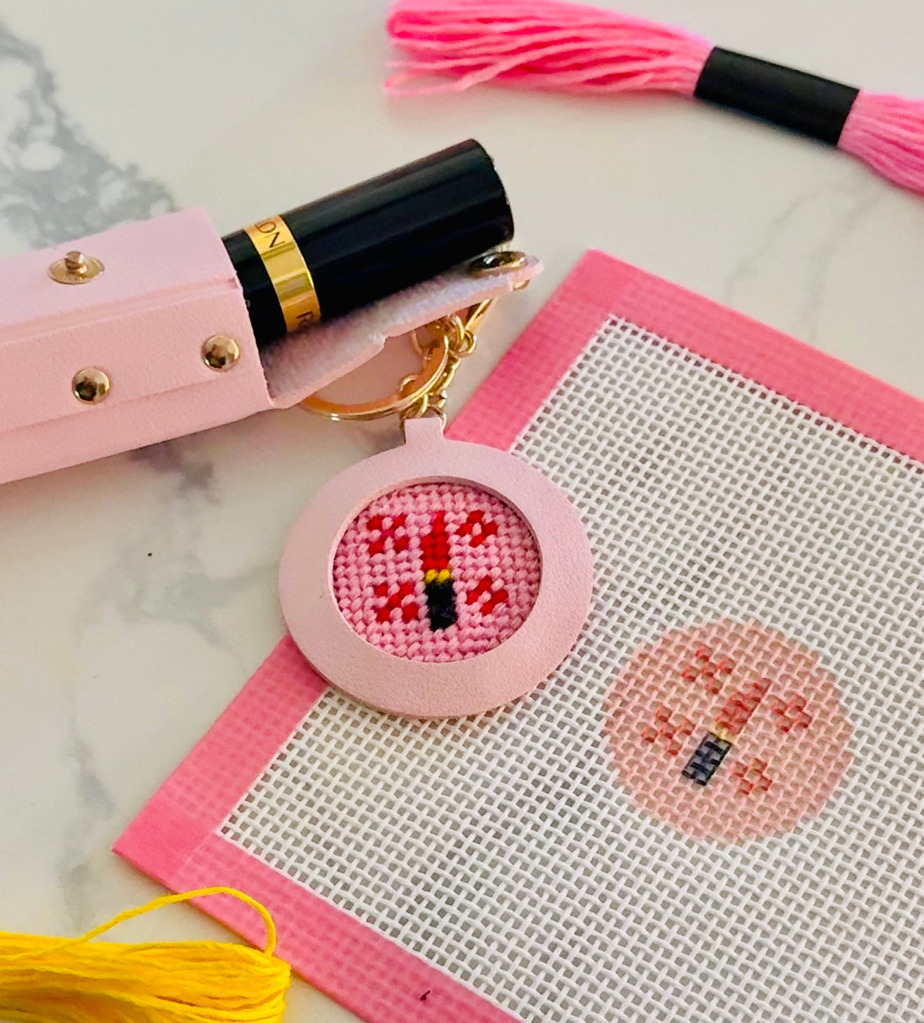 Lipstick Holder + Key Fob Needlepoint Beginner Kit