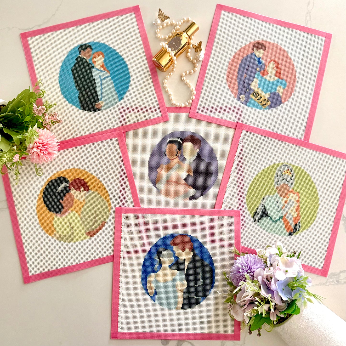 Regency Couple Needlepoint Canvases