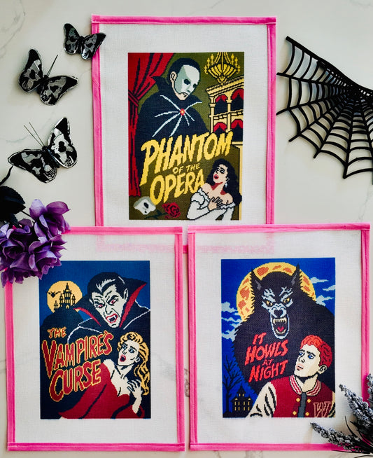 Vintage Scary Movie Poster Needlepoint Collection